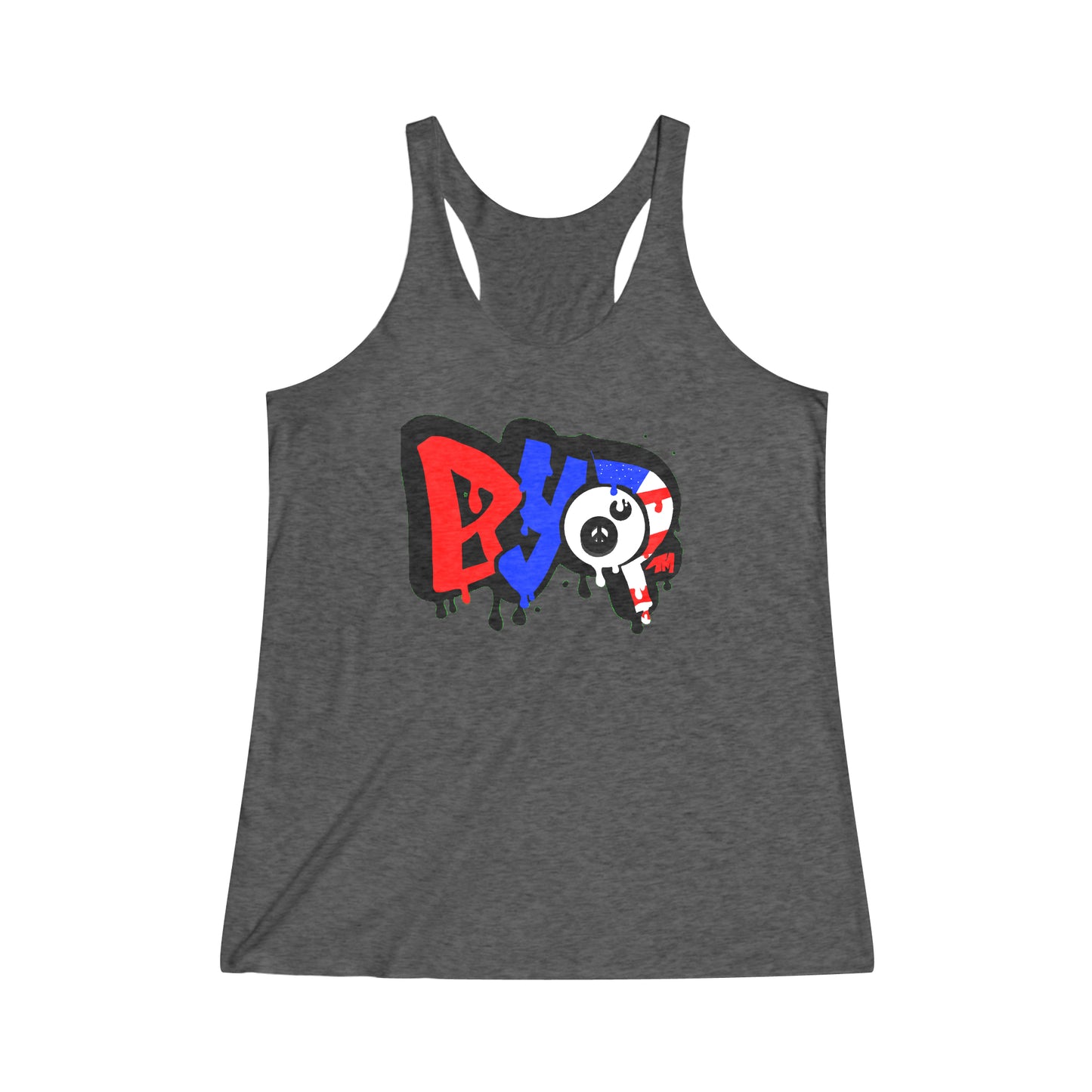 BYOP “Red, White & Blue Graffiti” Women's Tri-Blend Racerback Tank