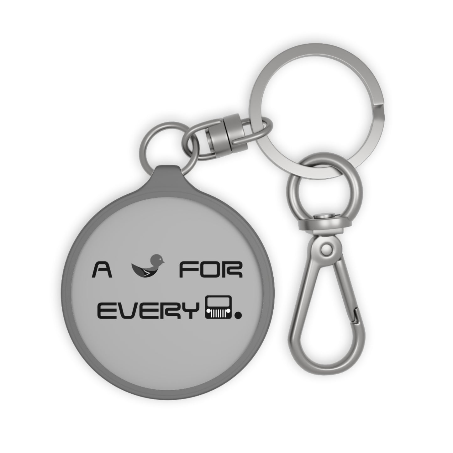 Duckers “A Duck for Every” Light Grey Personalized Keyring Tag, Customizable Keychain, Unique Gift for Friends, Engraved Key Holder, Duck Theme Key Fob, Everyday Essential
