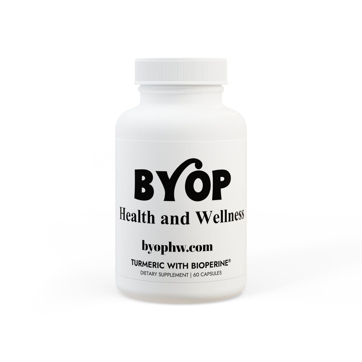 BYOP H&W Turmeric with BioPerine® (Black Pepper Fruit Extract) Supplement (60 Capsules)