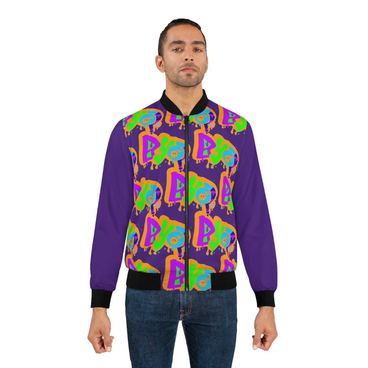 BYOP “Graffiti Purple” Men's Bomber Jacket (AOP)