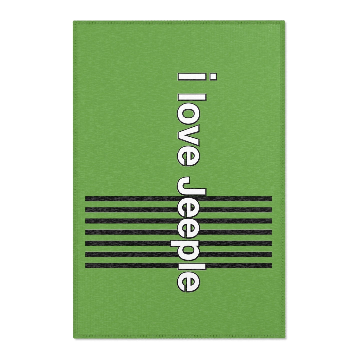 Green “i Love Jeeple” Enthusiast Area Rug - Perfect for Home Decor, Living Room, Jeep Lovers, Gift for Adventurers, Unique Rug