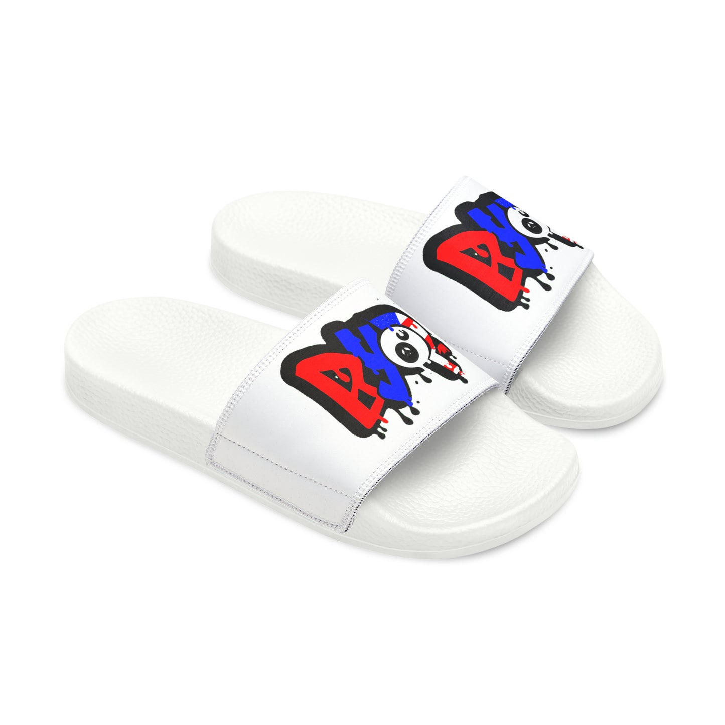 BYOP “Graffiti” Red, White & Blue Men's PU Slide Sandals