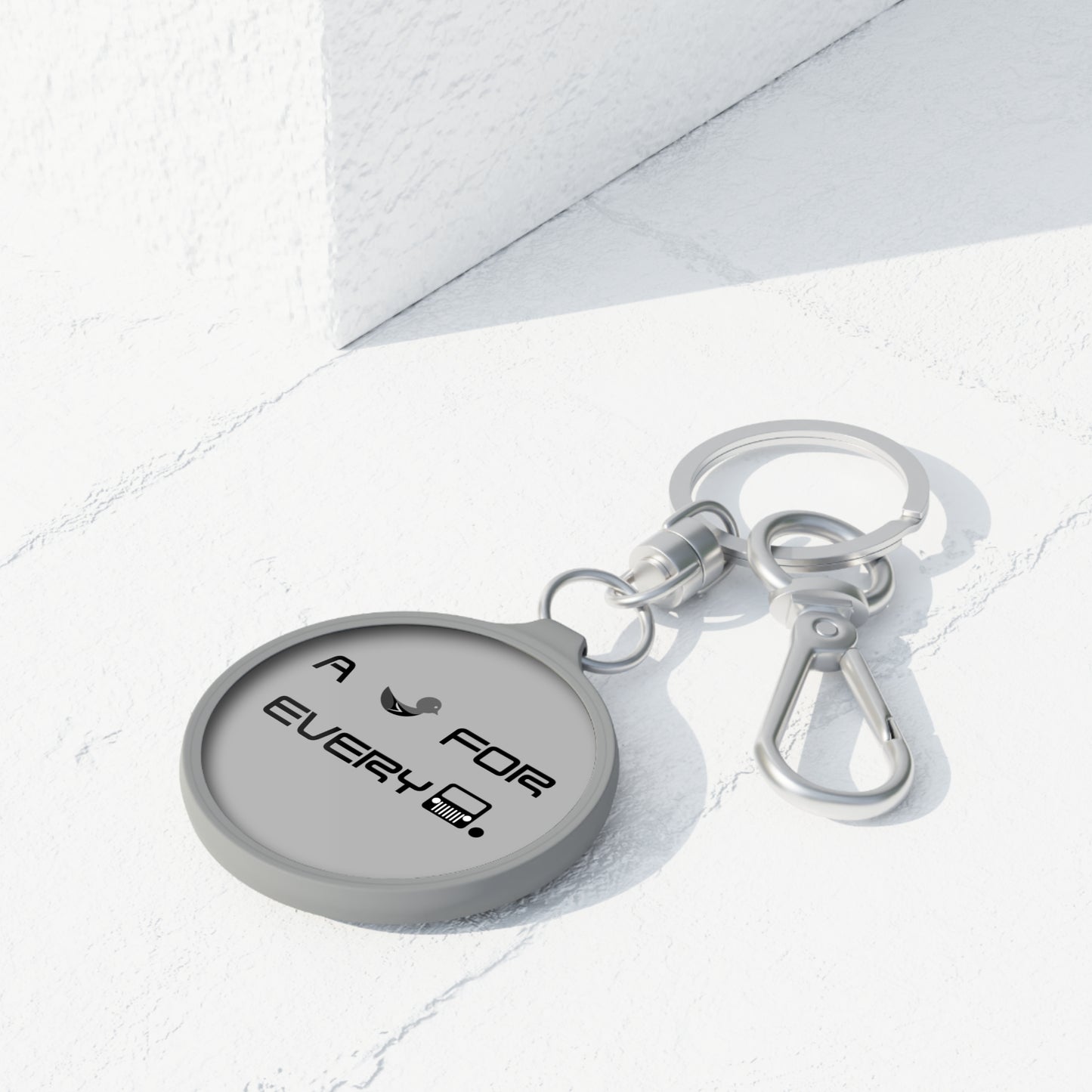 Duckers “A Duck for Every” Light Grey Personalized Keyring Tag, Customizable Keychain, Unique Gift for Friends, Engraved Key Holder, Duck Theme Key Fob, Everyday Essential