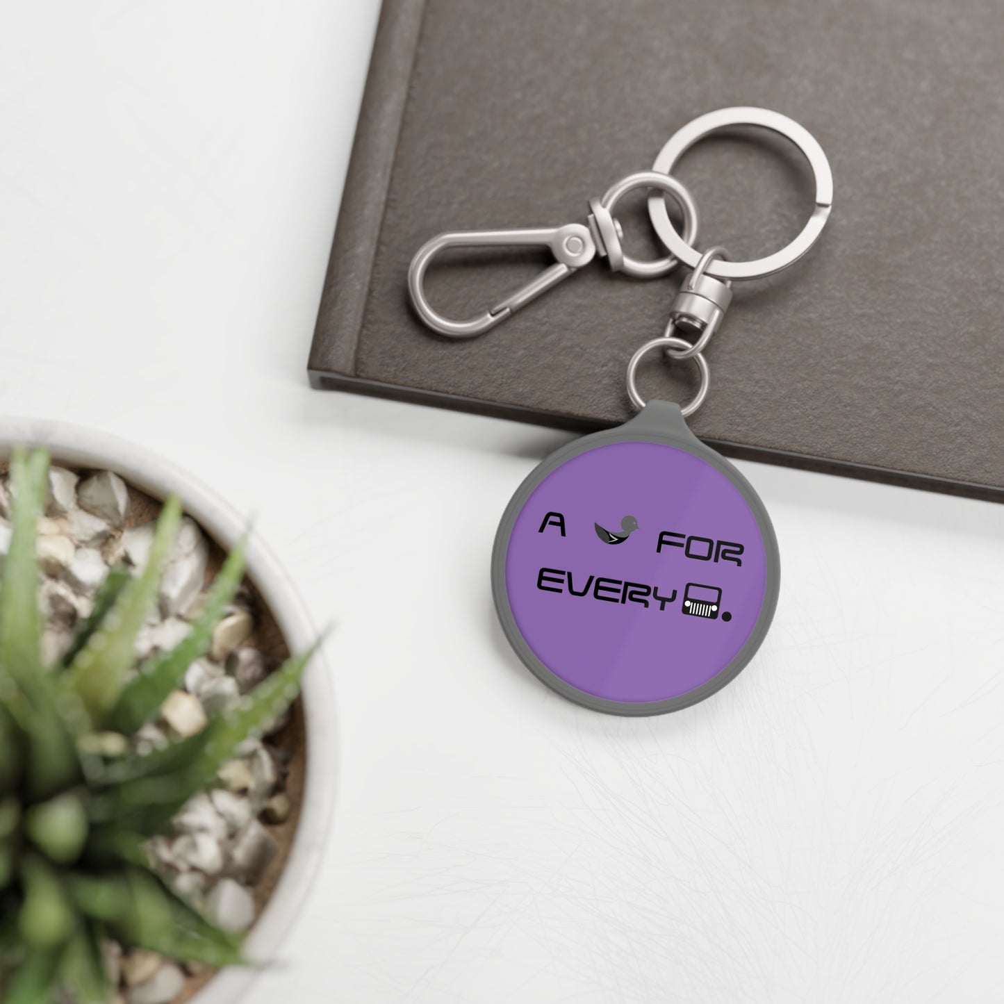 Duckers “A Duck for Every” Purple Personalized Keyring Tag, Customizable Keychain, Unique Gift for Friends, Engraved Key Holder, Duck Theme Key Fob, Everyday Essential