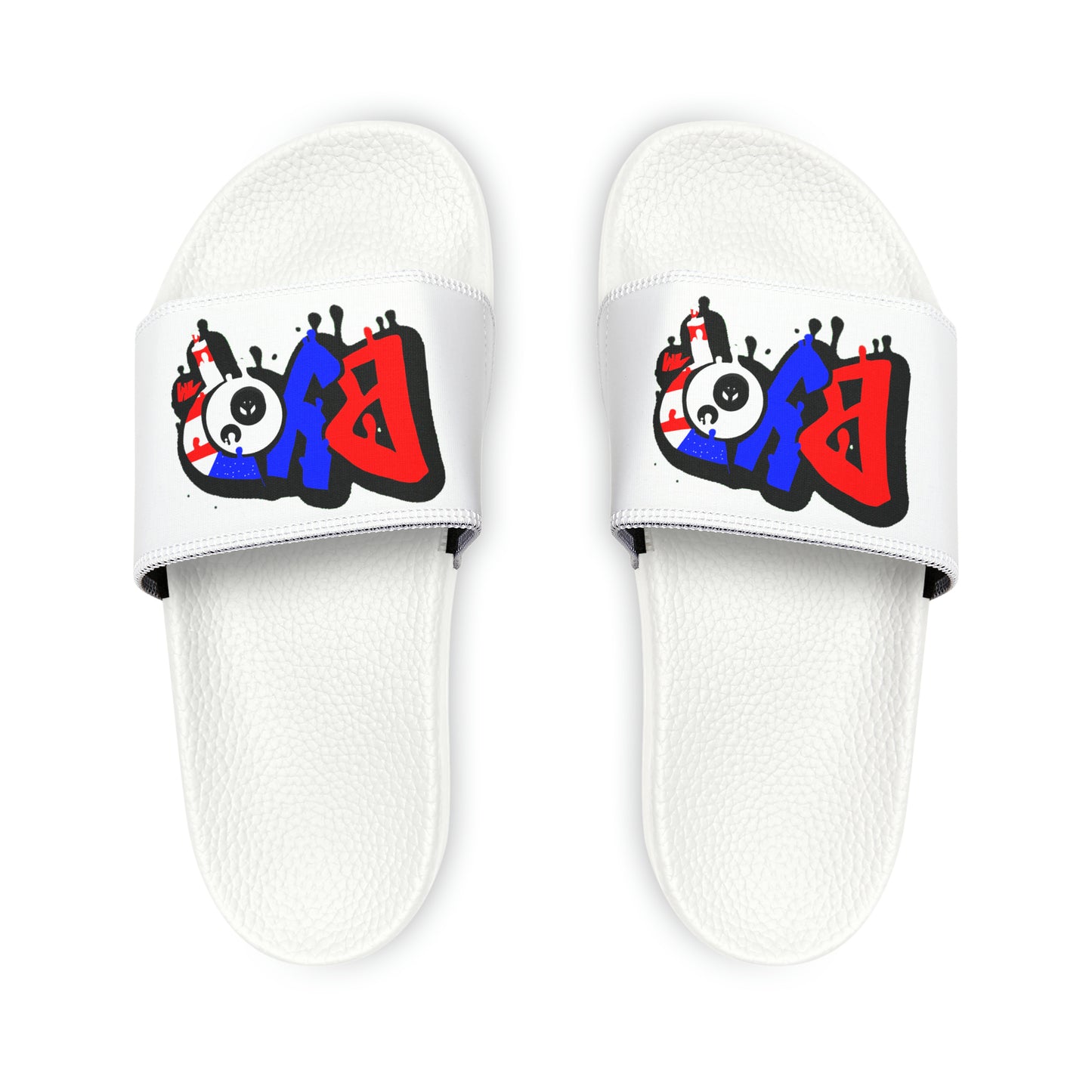 BYOP “Graffiti” Red, White & Blue Men's PU Slide Sandals