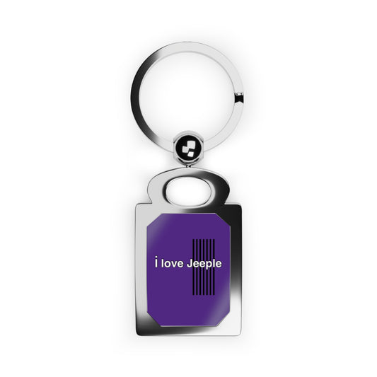 “I Love Jeeple”  Purple Personalized Rectangle Photo Keyring, Custom Picture Keychain, Gift for Jeep Lovers, Memorable Keepsake, Unique Car Accessory