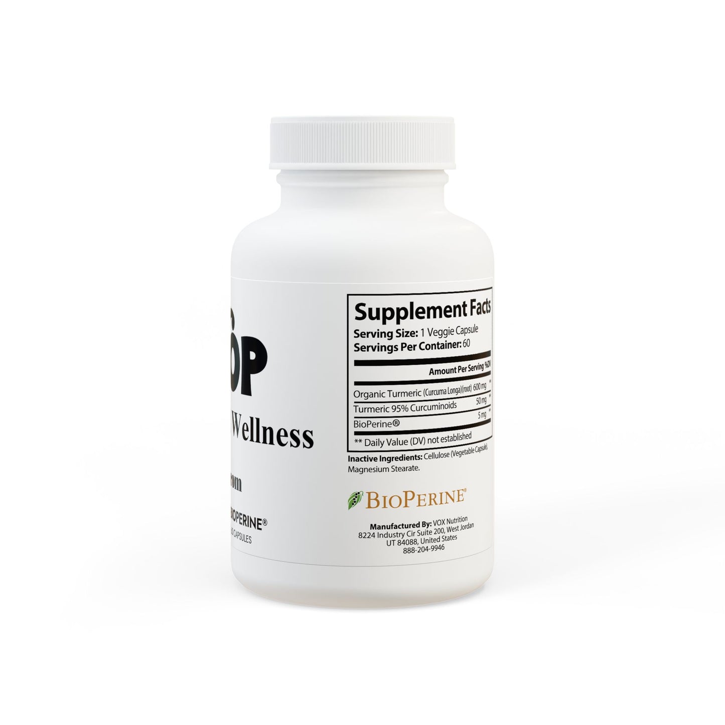 BYOP H&W Turmeric with BioPerine® (Black Pepper Fruit Extract) Supplement (60 Capsules)