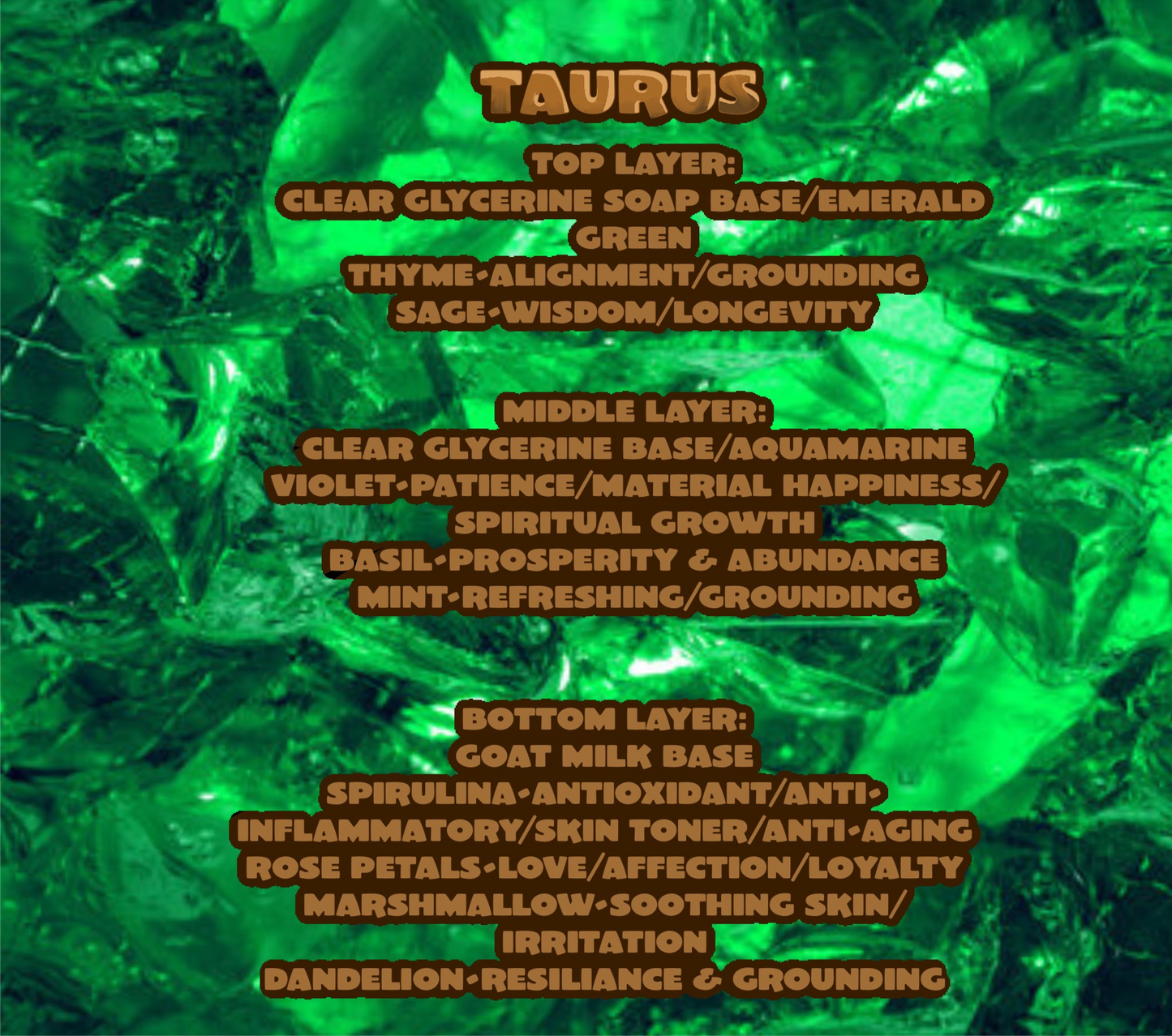 Zodiac Soaps:Taurus Soap (Loaf cut)